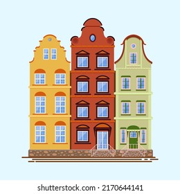Vector isolated illustration with three houses.