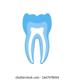 Vector Isolated Illustration Of Tooth Logo. Dental Medical Center, Clinic, Stomatology, Institute, Rehabilitation, Diagnostic, Surgery Logo Template. Teeth Icon. Dentist Flat Sign, Symbol. 