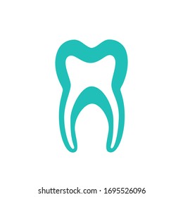 Vector isolated illustration of tooth logo. Dental medical center, clinic, stomatology, institute, rehabilitation, diagnostic, surgery logo template. Teeth icon. Dentist flat sign, symbol. 