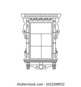 vector isolated illustration of traditional native folk russian windows. Line style emblem