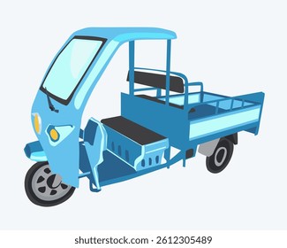 Vector isolated illustration of tuk tuk.African and Asian mode of transport.