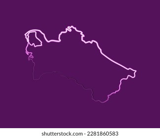 Vektorgrafik einzelne Illustration Turkmenistans Karte mit Neoneffekt.