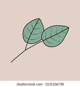 Vector isolated illustration of a twig with leaves.