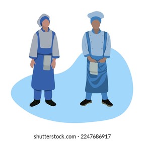 Vector isolated illustration of two boy chefs.