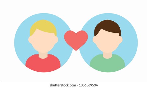 Vector Isolated Illustration of Two Boys Love Icon, Gay Friendly Icon
