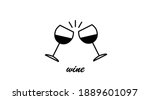 Vector Isolated Illustration of Two Wine Cups making a toast. Wine Black and white Icon