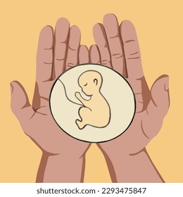 Vector isolated illustration of unborn baby. Frozen pregnancy. Miscarriage. Day of Remembrance of Unborn Children.