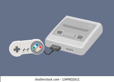 Vector Isolated Illustration Vintage Video Game Platform with Controller 