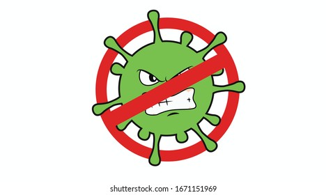 Ilustración aislada de un signo o icono prohibidos por virus
