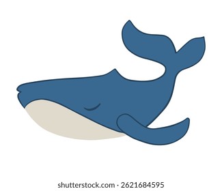 Vector isolated illustration of a whale on a white background.