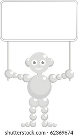 Vector isolated illustration - White bead man with a clear sign