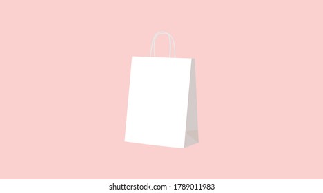 Vector Isolated Illustration of a White Take Away Paper Bag