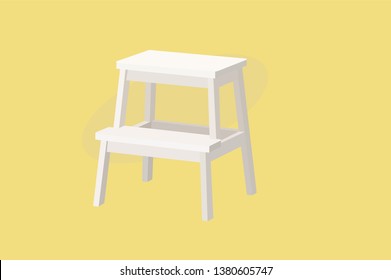 Vector Isolated Illustration of a White Wood Stool