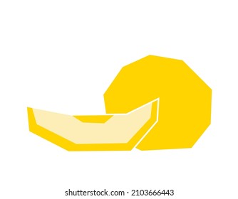 Vektorgrafik einzeln mit gelber reifer Melone mit geschnittenem Slice. Flaches natürliches Obst hat eine einfache geometrische Form. Bio-Lebensmittel sind gesunde vegetarische Produkte. Weißer Hintergrund