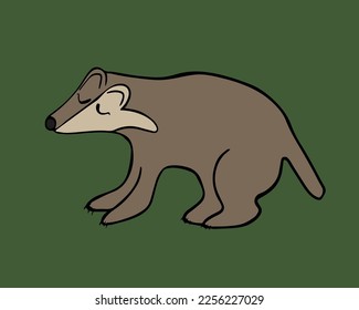 Vector isolated illustration of wolverine animal with outline.
