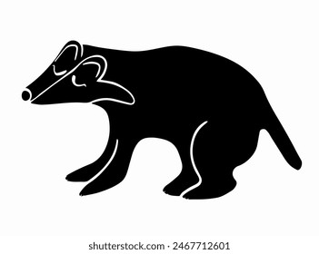 Vector isolated illustration of a wolverine silhouette on a white background.