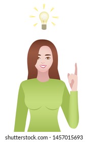 Vector isolated illustration of a woman that has an idea with gradient.