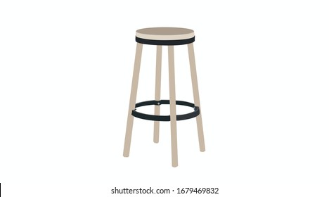 Vector Isolated Illustration Of A Wooden Bar Stool