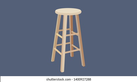 Vector Isolated Illustration of a Wooden Stool