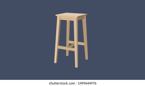 Vector Isolated Illustration of a Wooden Stool