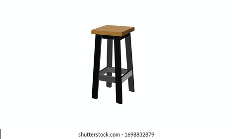 Vector Isolated Illustration of a Wooden Stool