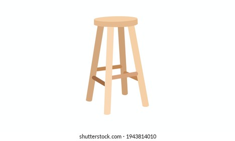 Vector Isolated Illustration of a Wooden Stool