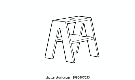 Vector Isolated Illustration of a Wooden Stool. Wooden Furniture Vintage
