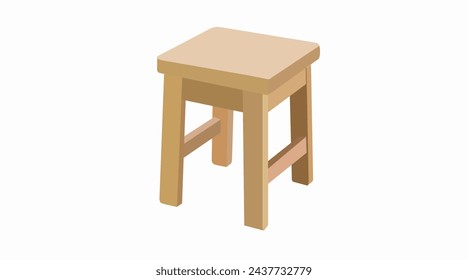 Vector Isolated Illustration of a Wooden Stool. Vector color illustration on a white background