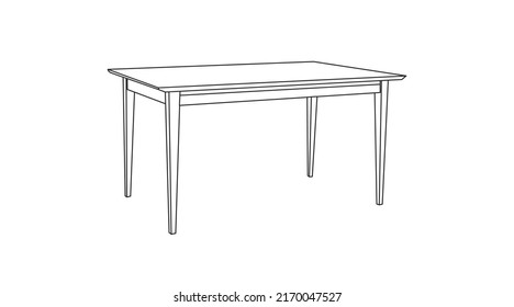Vector Isolated Illustration of a Wooden Table. Black and white linear illustration