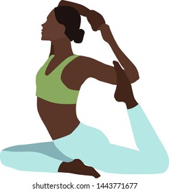 A vector isolated illustration of young woman, practicing yoga on a white background