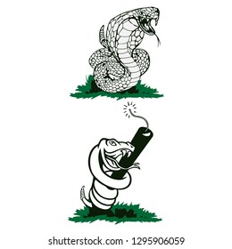 Vector isolated illustrations aggressive venomous snakes