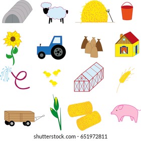 Vector isolated illustrations of agricultural objects.