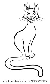 Vector isolated illustrations of cartoon contour cat
