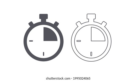 Vector Isolated Illustrations of a Clock. Black and White Time Icon, Chronometer Icon Set
