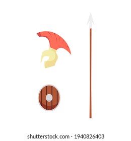 Vector isolated illustrations of weapons for legionnaire, gladiator or spartan