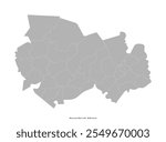 Vector isolated illustrationwith author vision. Simplified administrative map of Novosibirsk Oblast, Russia. Grey shapes with white outline