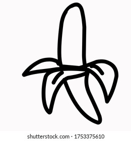 Vector isolated image of a banana on a white background. The picture can be moved, enlarged. You can use it to create various patterns, sets on the theme of recreation, summer, vacation, veganism.
