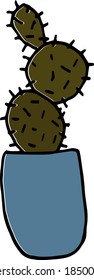 imagen vectorial aislada con una línea negra en un fondo blanco.cactus en un bote. clipart, icono de signo, etiqueta, símbolo, logotipo, logotipo, impresión, pegatina.