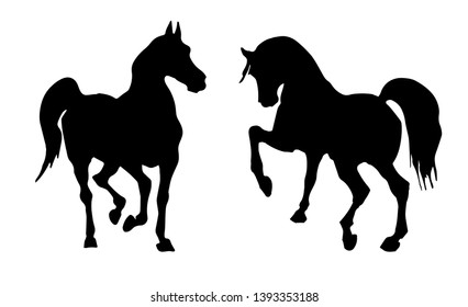 Vector Isolated Image Black Silhouettes Two Stock Vector (Royalty Free ...