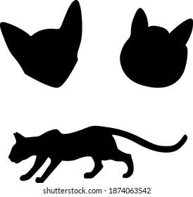 vector isolated image of black silhouettes on a white background.cute cats.clipart, sign icon, label, symbol, logo, print, sticker.