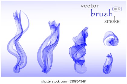 Vector isolated image of blue smoke. Vector brush.