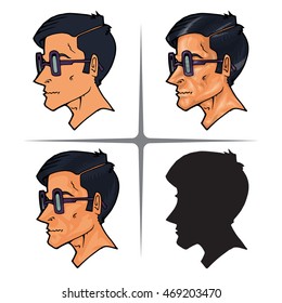 Vector isolated image of a character profile silhouette. The development of the character set