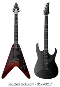 Vector isolated image of electric guitars on white background.