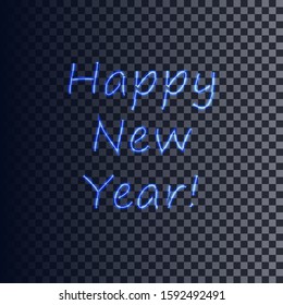 Vector isolated image in the form of a neon luminous inscription "Happy New Year!", for a dark background. EPS10.