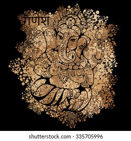 vector isolated image of Hindu lord Ganesh. Ganesh Puja. Ganesh Chaturthi. It is used for postcards, prints, textiles, tattoo.