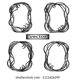 Vector isolated image of a metal light grey monochrome climbing, climbing frame, frames in the art Nouveau style set for design. Circle to highlight an inscription or an image.