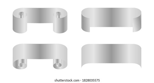 Vector isolated image of a set of paper scrolls in gray gradient fill.