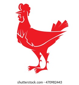 Vector isolated image of a silhouette fiery red rooster. Chinese Zodiac Calendar 2017
