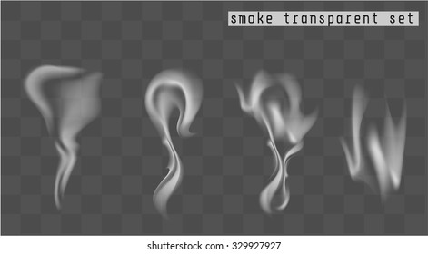Vector isolated image of smoke on a black background. Smoke set.