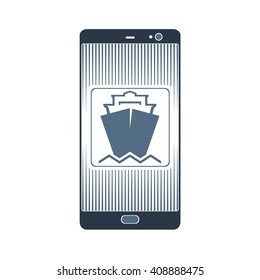 Vector isolated image of the symbol of the ship's boats on the phone screen